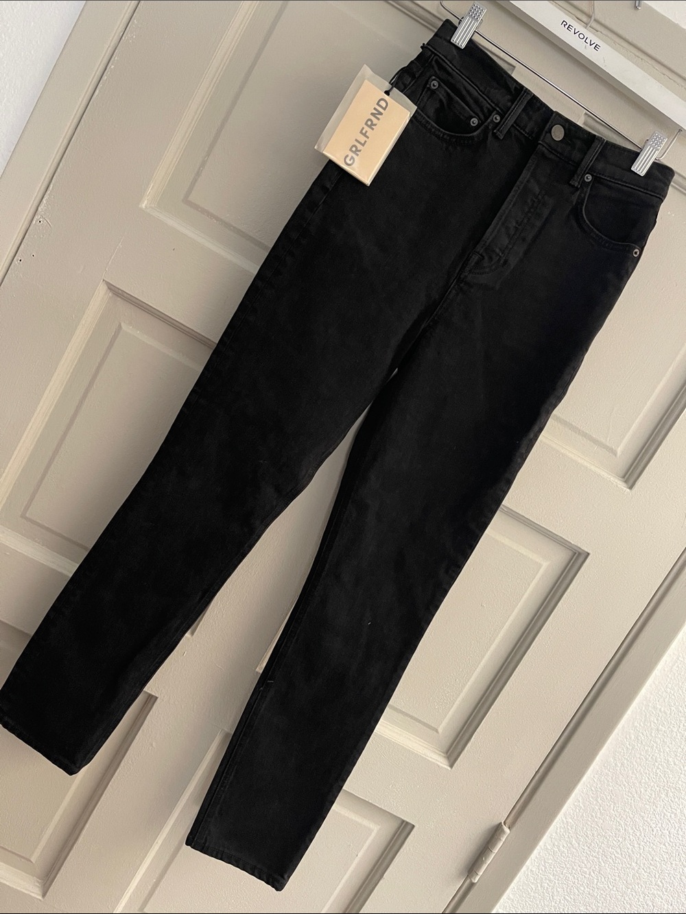 GRLFRND High-Rise Black Straight Jeans
